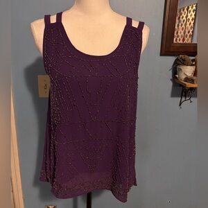Jun & Ivy, Purple, Beaded, Tank Top
